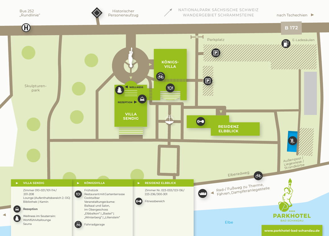 Lageplan des Parkhotels Bad Schandau